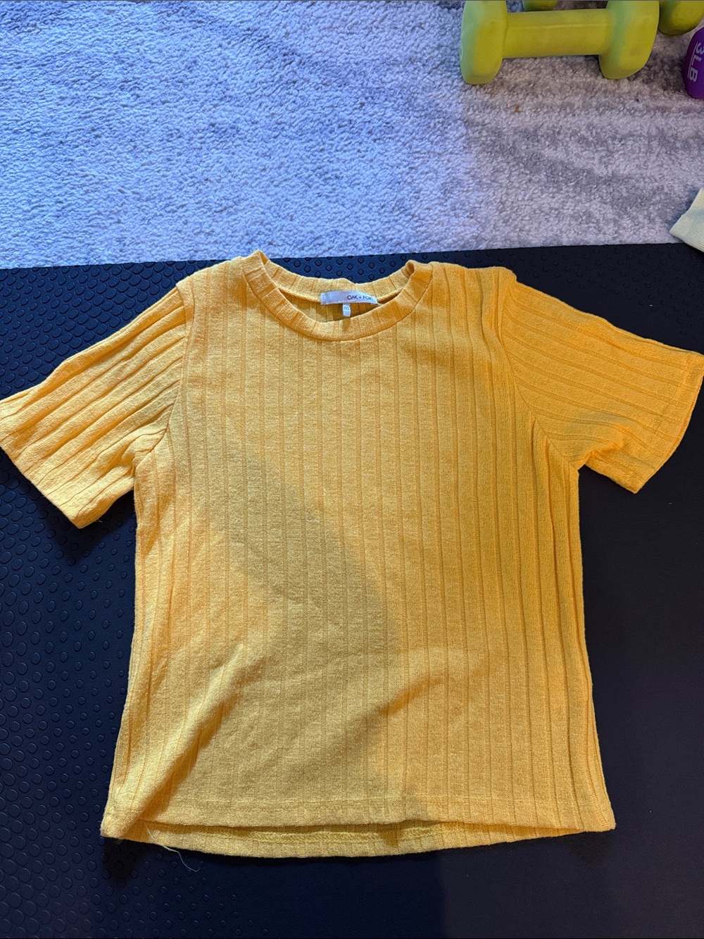 OAK + FORT Yellow Ribbed Short-Sleeve Tee